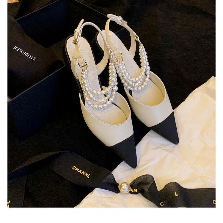 Damen Elegante Slingback-Pumps mit Perlenapplikationen und hochwertiger Schuhsohle EB