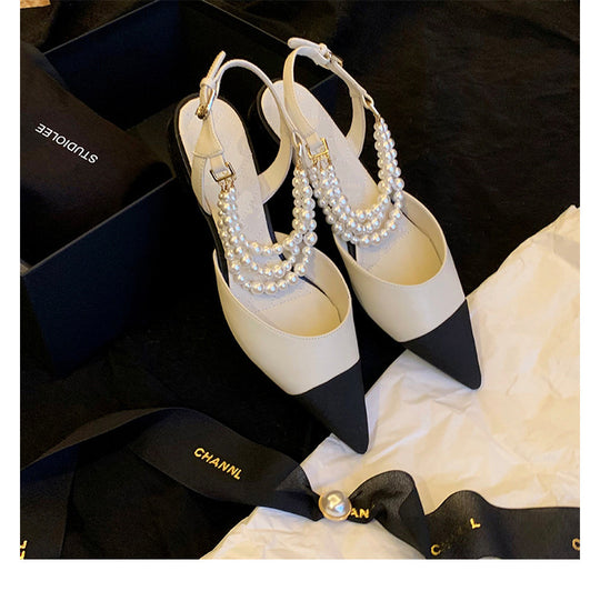 Damen Elegante Slingback-Pumps mit Perlenapplikationen und hochwertiger Schuhsohle EB