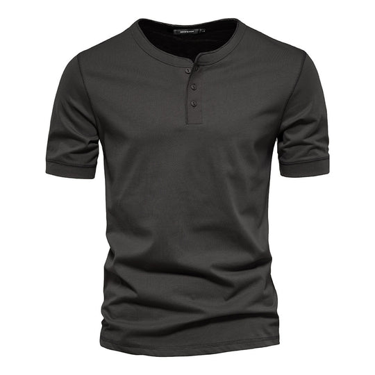 Herren nan schmal geschnittenes Kurzarmshirt mit kurzer Knopfleiste und geripptem Kragen aus Baumwollmix EB