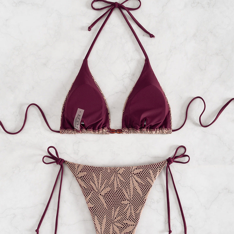 Damen Bikini-Set mit verspieltem Netzdesign und verstellbaren Bindebändern EB