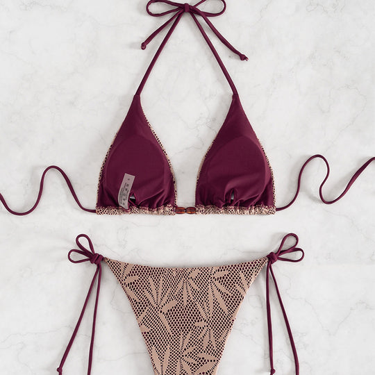 Damen Bikini-Set mit verspieltem Netzdesign und verstellbaren Bindebändern EB