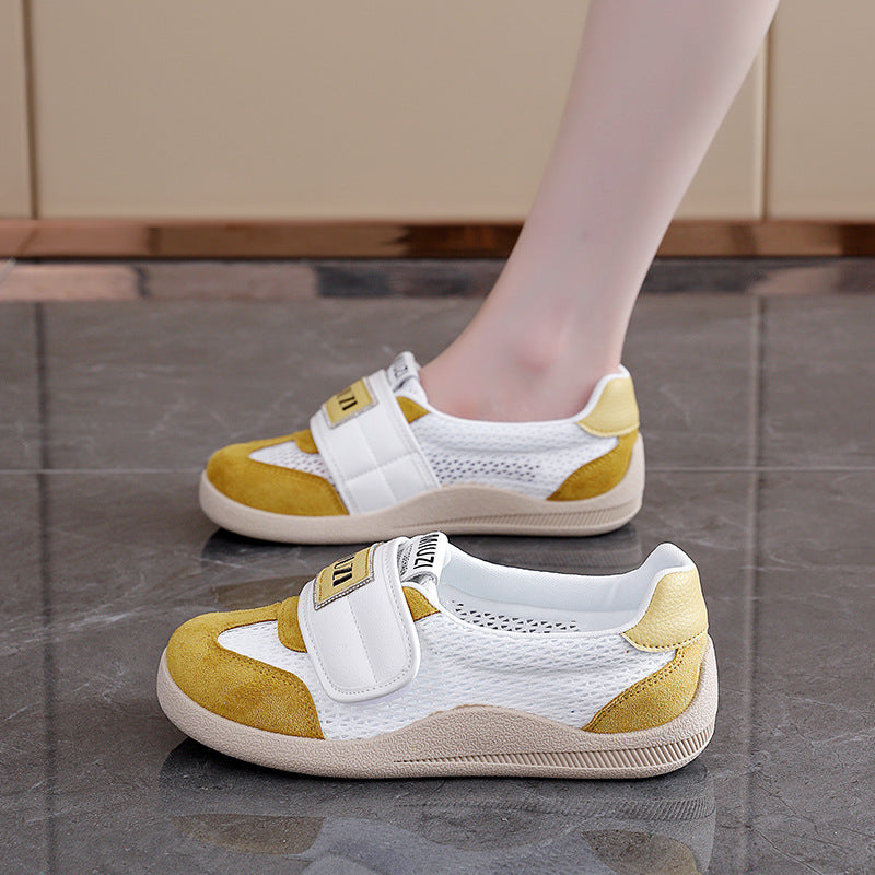 Damen Komfortable Freizeit Sneakers mit atmungsaktivem Netzdesign und elastischem Klettverschluss EB