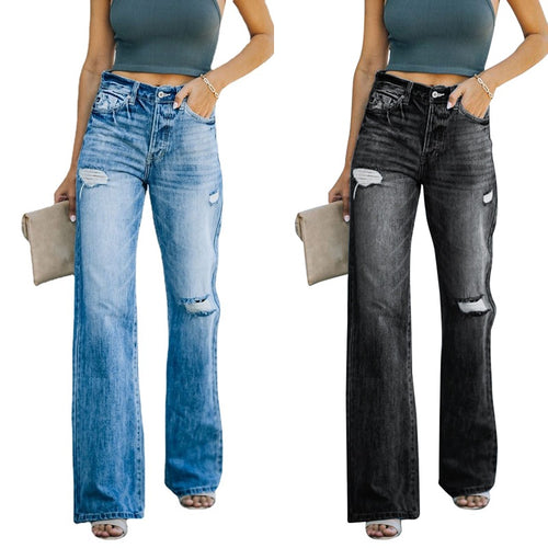 Damen Weit geschnittene Jeans mit modischen Destroyed-Details EB