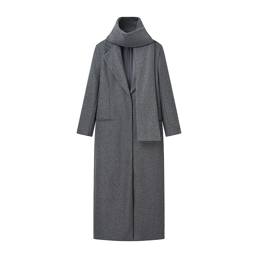 Damen eleganter Wintermantel mit hochschließendem Kragen und praktischen Taschen EB