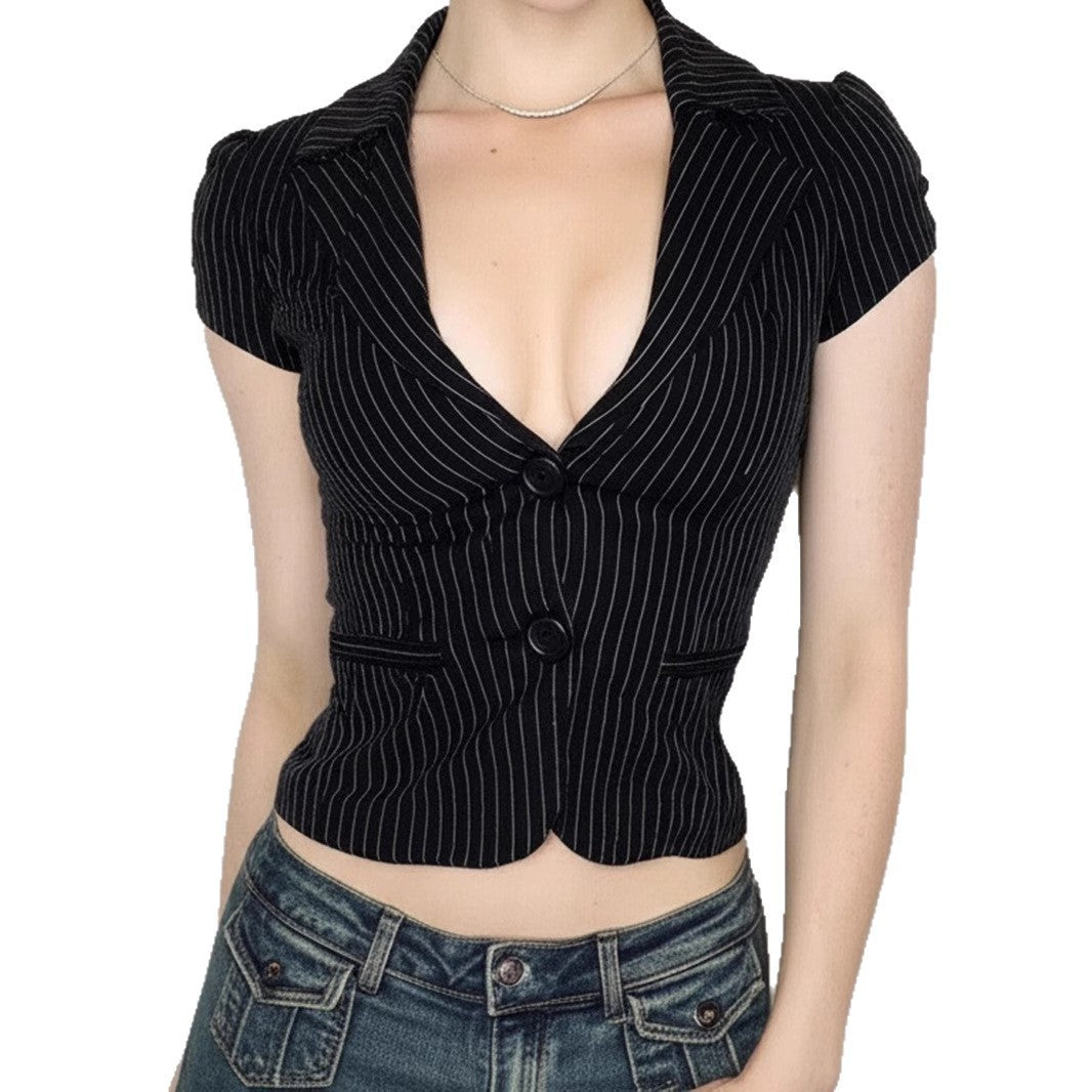 Damen Blazer mit tailliertem Schnitt und modernen Streifen EB