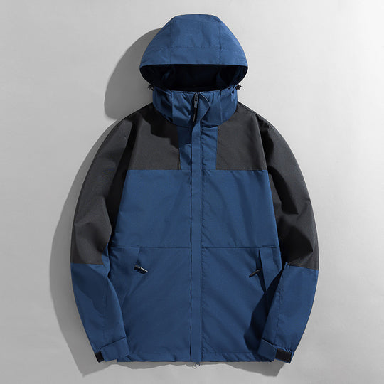 Herren dreilagige Shelljacke mit verschweißten Nähten verstellbarer Kapuze und winddichter Front EB