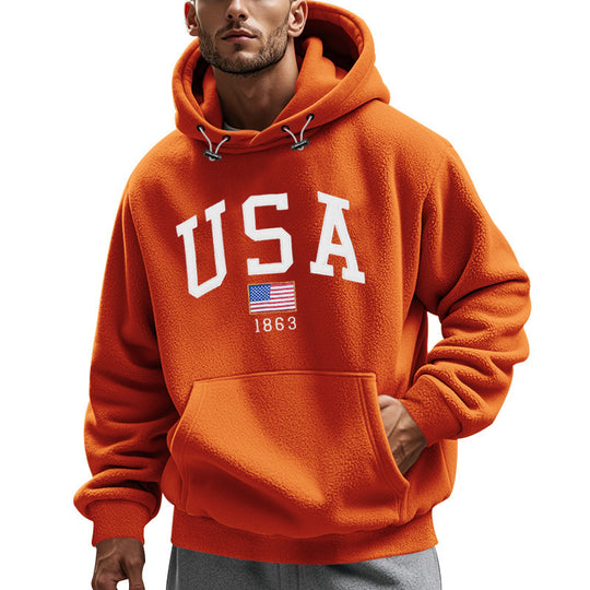 Herren Kuscheliger Fleece Hoodie mit USA-Print EB