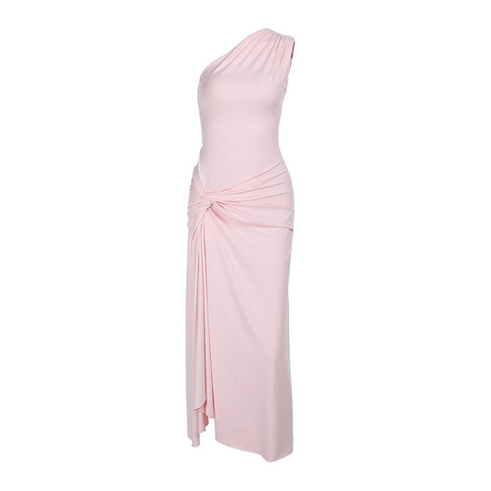 Damen Elegantes One-Shoulder Maxikleid mit verführerischem Seitenschlitz EB