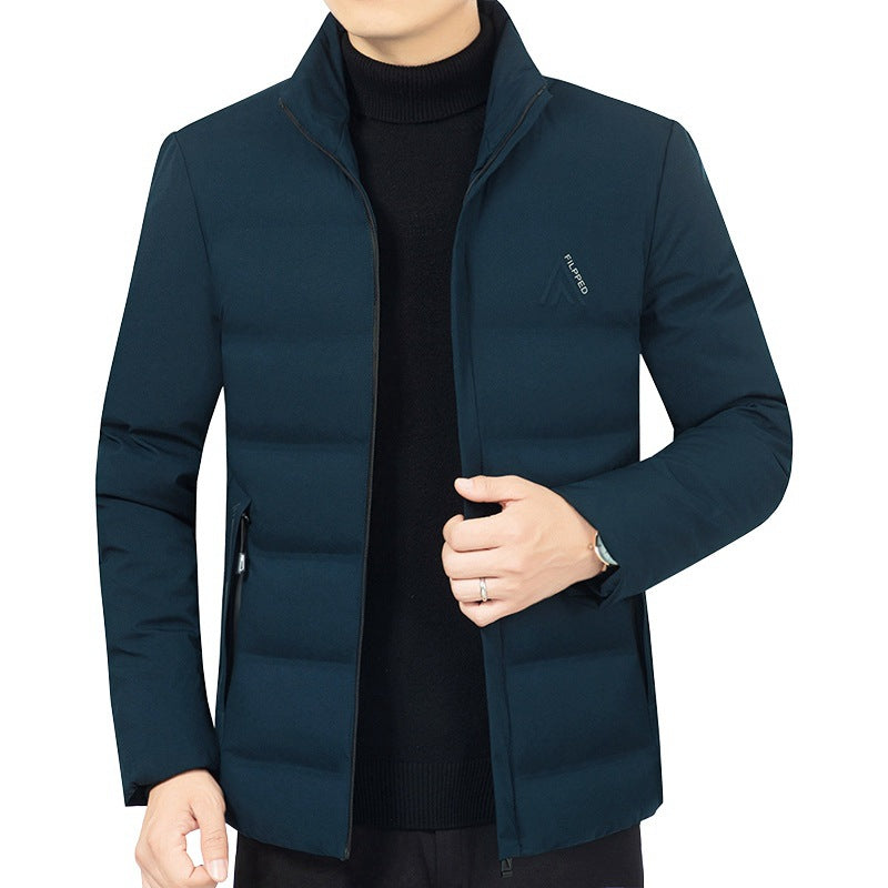 Herren Leicht wattierte City-Steppjacke mit Stehkragen und Reißverschlusstaschen EB