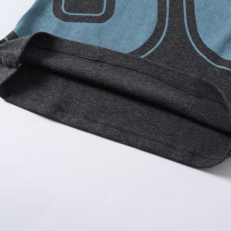 Damen lässiges Kurzarm-T-Shirt mit Raffung und grafischem Druck EB