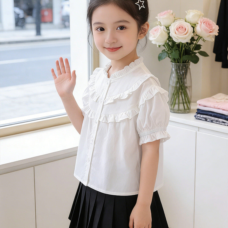 Mädchen Rüschenbluse mit elegantem Kragen EB