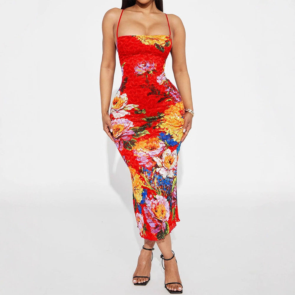 Damen Elegantes Spitzenkleid mit floralen Akzenten und verstellbaren Trägern EB