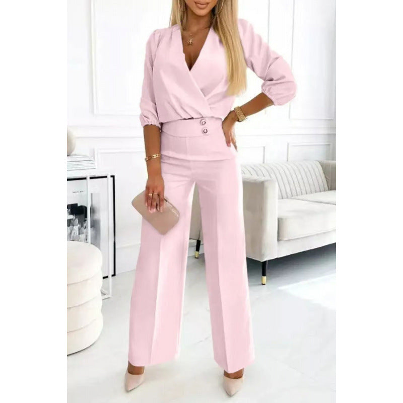 Damen elegantes Jumpsuit mit weiten Beinen EB