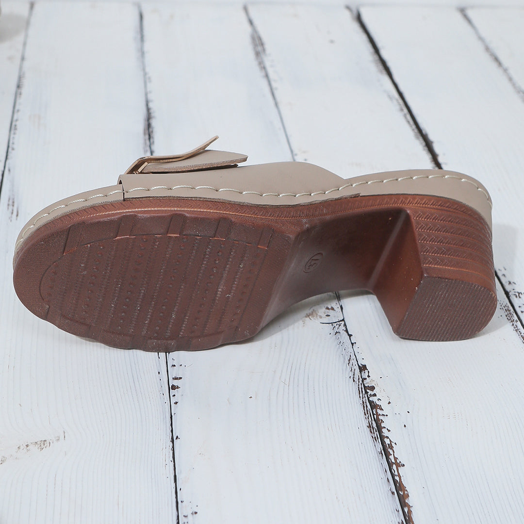Damen modische Pantolette mit elegantem Riemchen und dekorativem Schnallen-Design EB