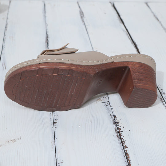 Damen modische Pantolette mit elegantem Riemchen und dekorativem Schnallen-Design EB