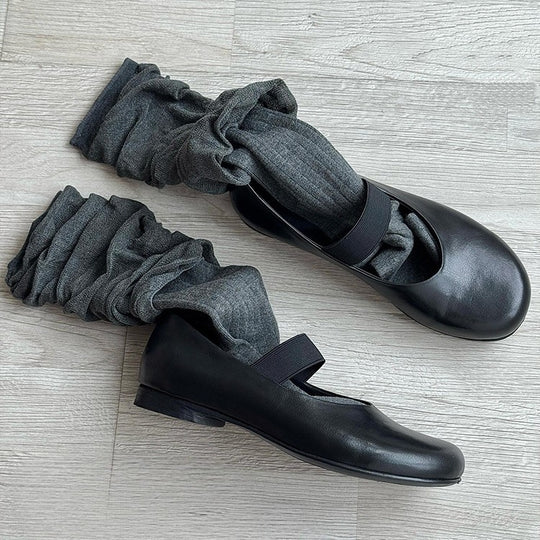 Damen Ballerinas mit elastischem Riemchen und hochwertiger Lederoberfläche EB