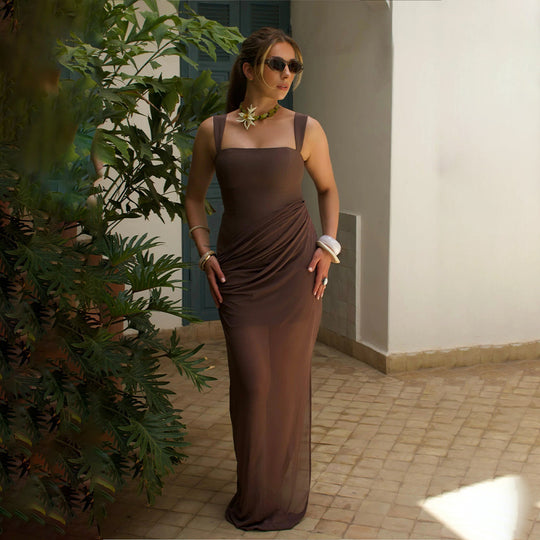 Damen Maxikleid mit elegantem Wickeldesign und verführerischem Schlitz EB