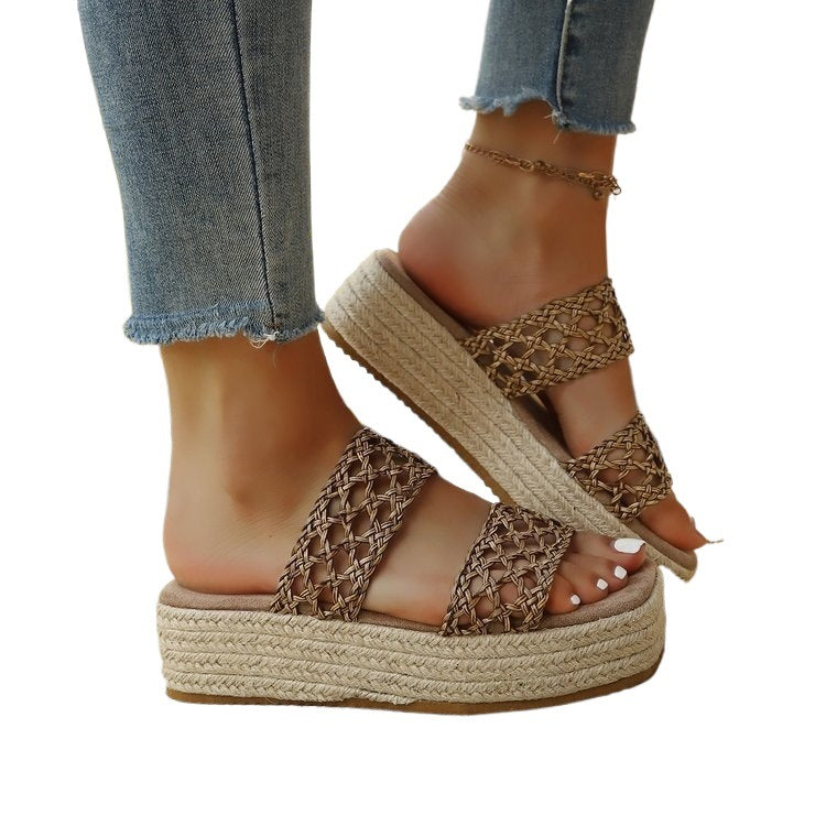 Damen Komfortable und geflochtene Wedge-Sandalen EB