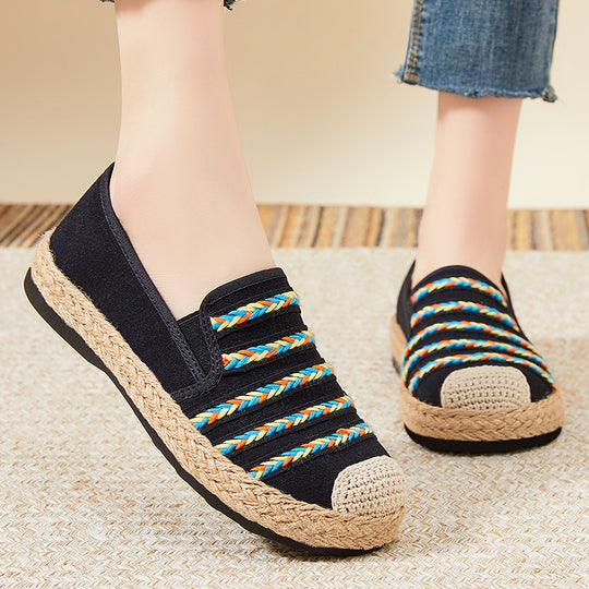 Damen Bequeme und modische Espadrilles mit flexibler Gummisohle EB