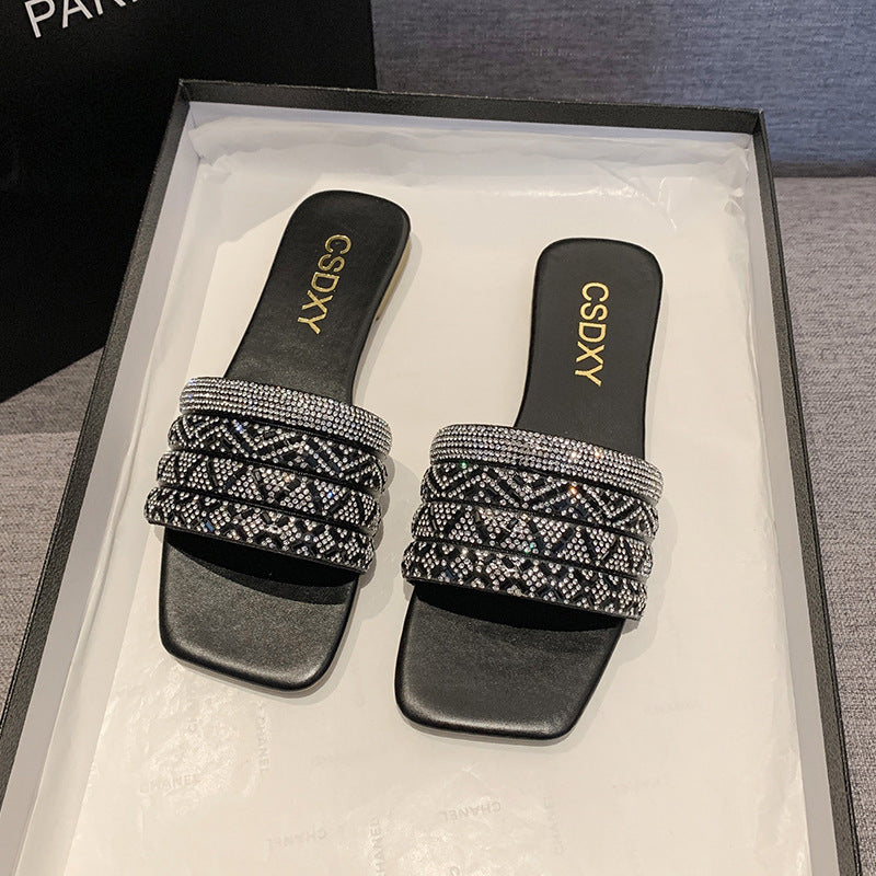 Damen Strass verzierten Hausschuhe EB