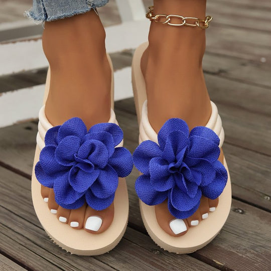 Damen modische Zehentrenner-Sandalen mit dekorativem Blütendesign EB