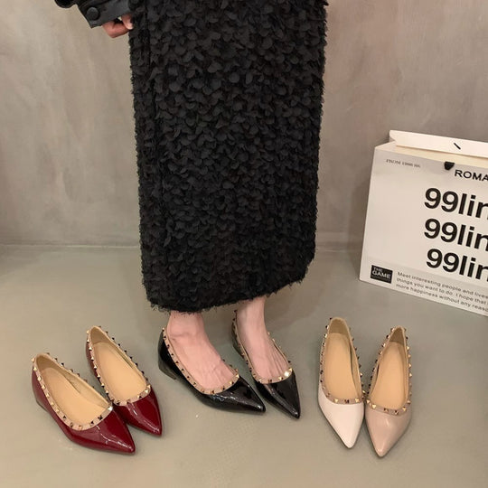 Damen elegante Ballerinas mit modischen Nietenakzenten und komfortabler Innensohle EB