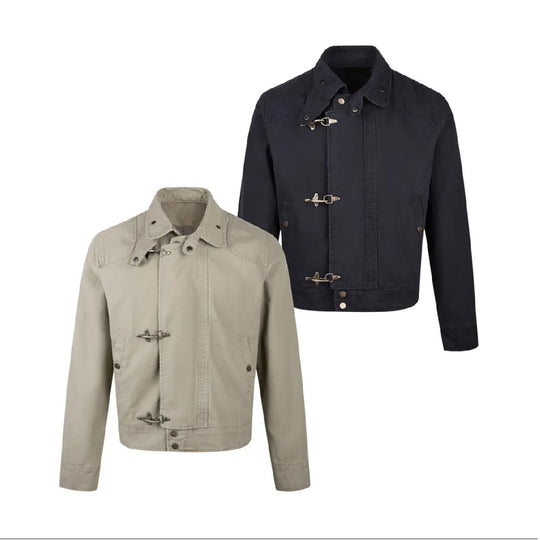 Herren modische Kurzjacke mit innovativen Schnallen und praktischem hochgeschlossenem Kragen EB