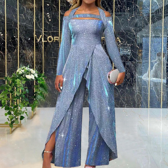 Damen Glamouröses Funktionsjumpsuit mit schimmerndem Effekt und elegantem Design EB