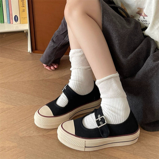 Damen Modische Mary Jane Schuhe mit verstellbarem Riemen und weicher Sohle EB