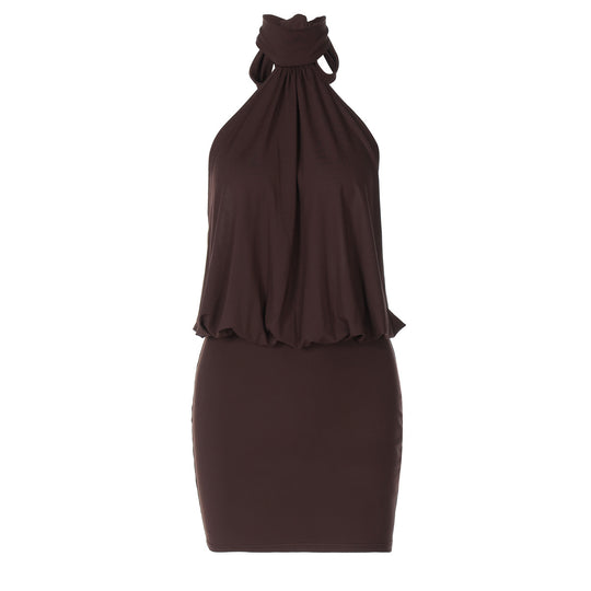 Damen Halterkleid mit figurbetonter Silhouette und fließendem Rock EB