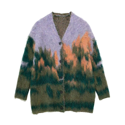 Damen kuscheliger und modischer Cardigan mit zeitgenössischem Muster EB