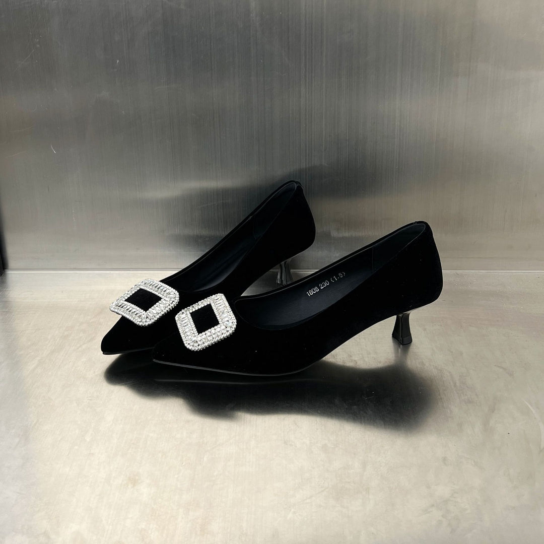 Damen Elegante Pumps mit funkelndem Strassbesatz und komfortablem Absatz EB