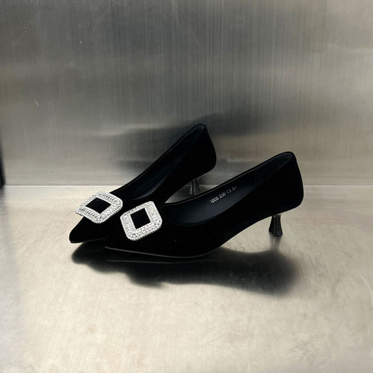 Damen Elegante Pumps mit funkelndem Strassbesatz und komfortablem Absatz EB