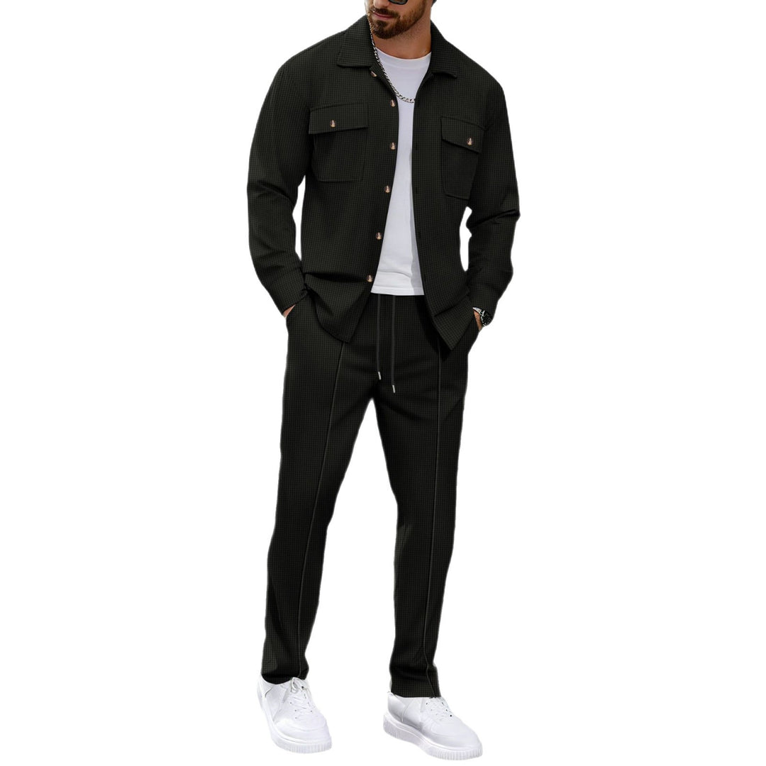 Herren modisches Freizeitanzug mit strukturierter Jacke und bequemer Hose EB