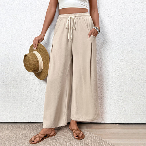 Damen Weite Palazzo-Hose mit elastischem Bund und seitlichen Taschen EB