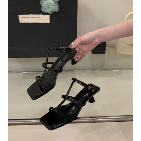 Damen elegante Sandalen mit geometrischem Absatz EB