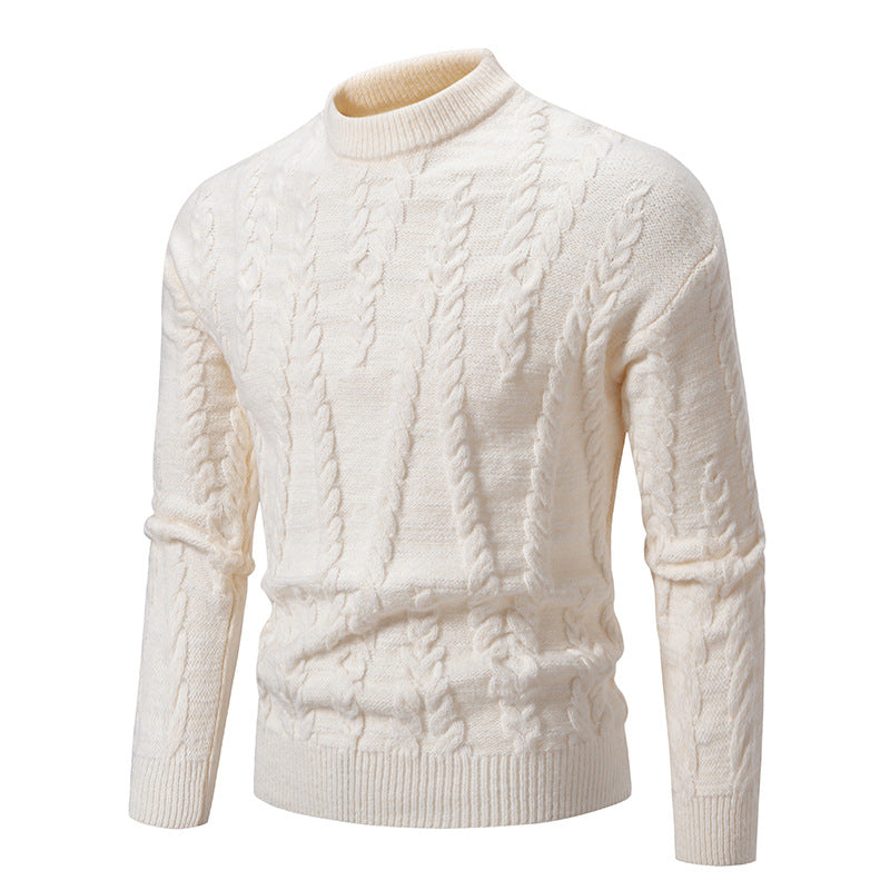 Herren Strickpullover mit klassischem Zopfdesign und hohem Kragen EB