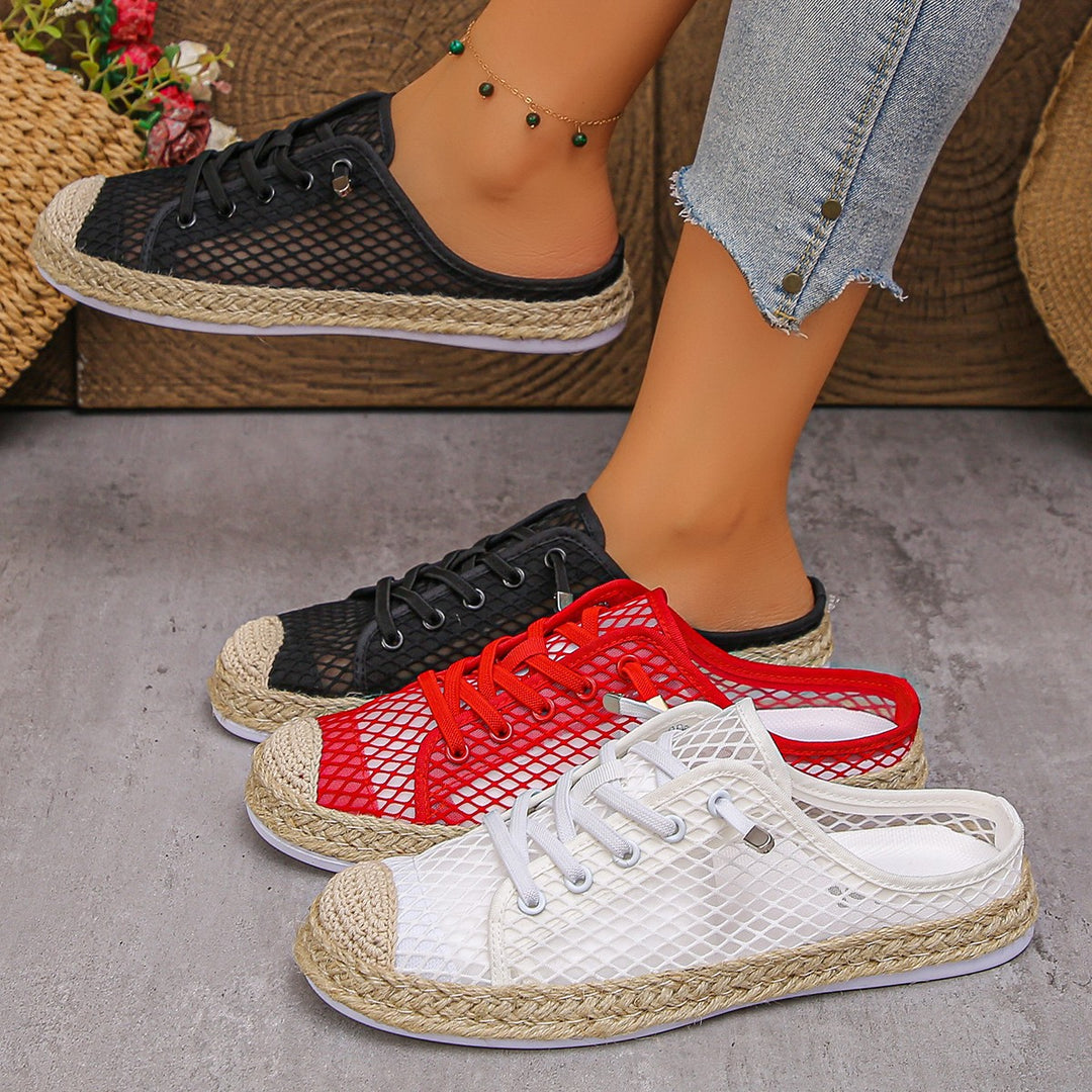 Damen Slip-On Sneaker mit modischem Netzdesign und geflochtenem Fußbett EB