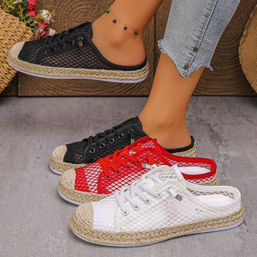 Damen Slip-On Sneaker mit modischem Netzdesign und geflochtenem Fußbett EB