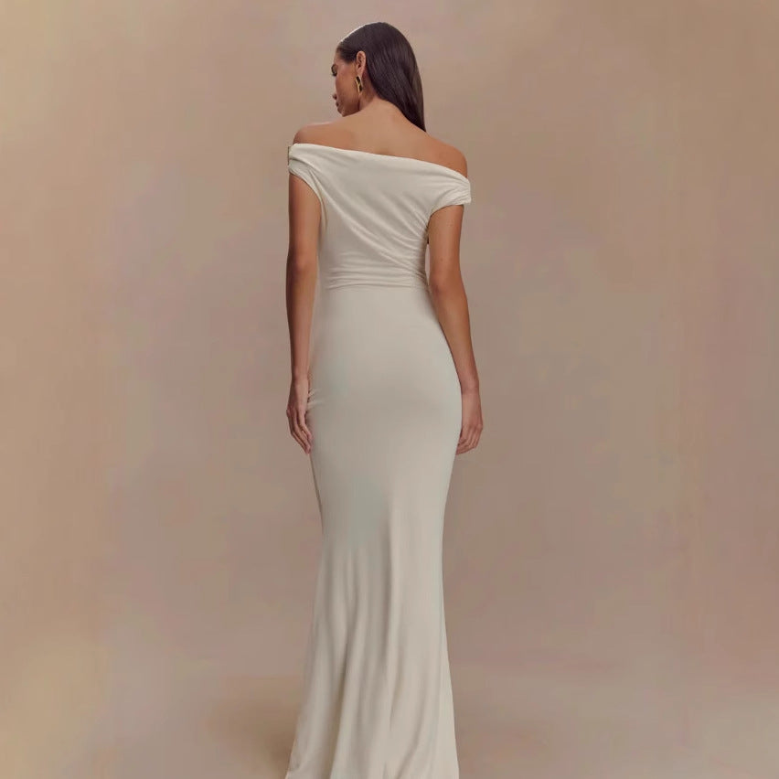 Damen Elegantes Off-Shoulder-Maxi-Kleid im luxuriösen Schnitt EB
