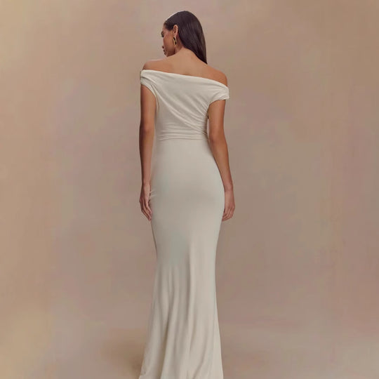 Damen Elegantes Off-Shoulder-Maxi-Kleid im luxuriösen Schnitt EB