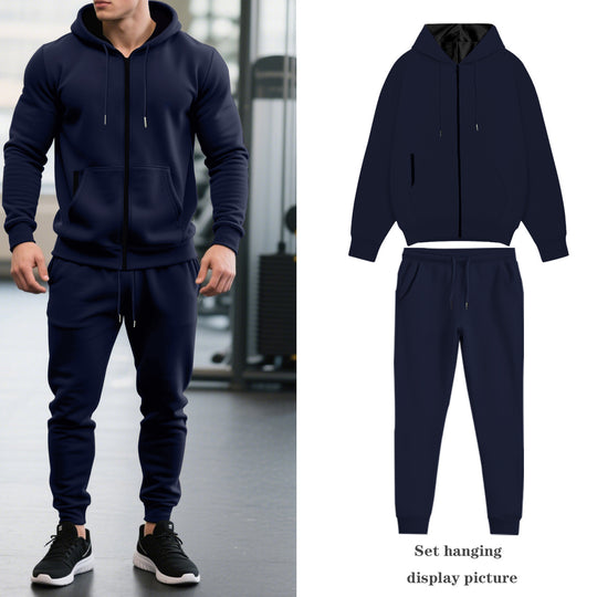 Herren nan zweiteiliges Performance Fleece Jogginganzug-Set mit Kapuzenjacke, verdecktem Reißverschluss und tapered Jogginghose EB