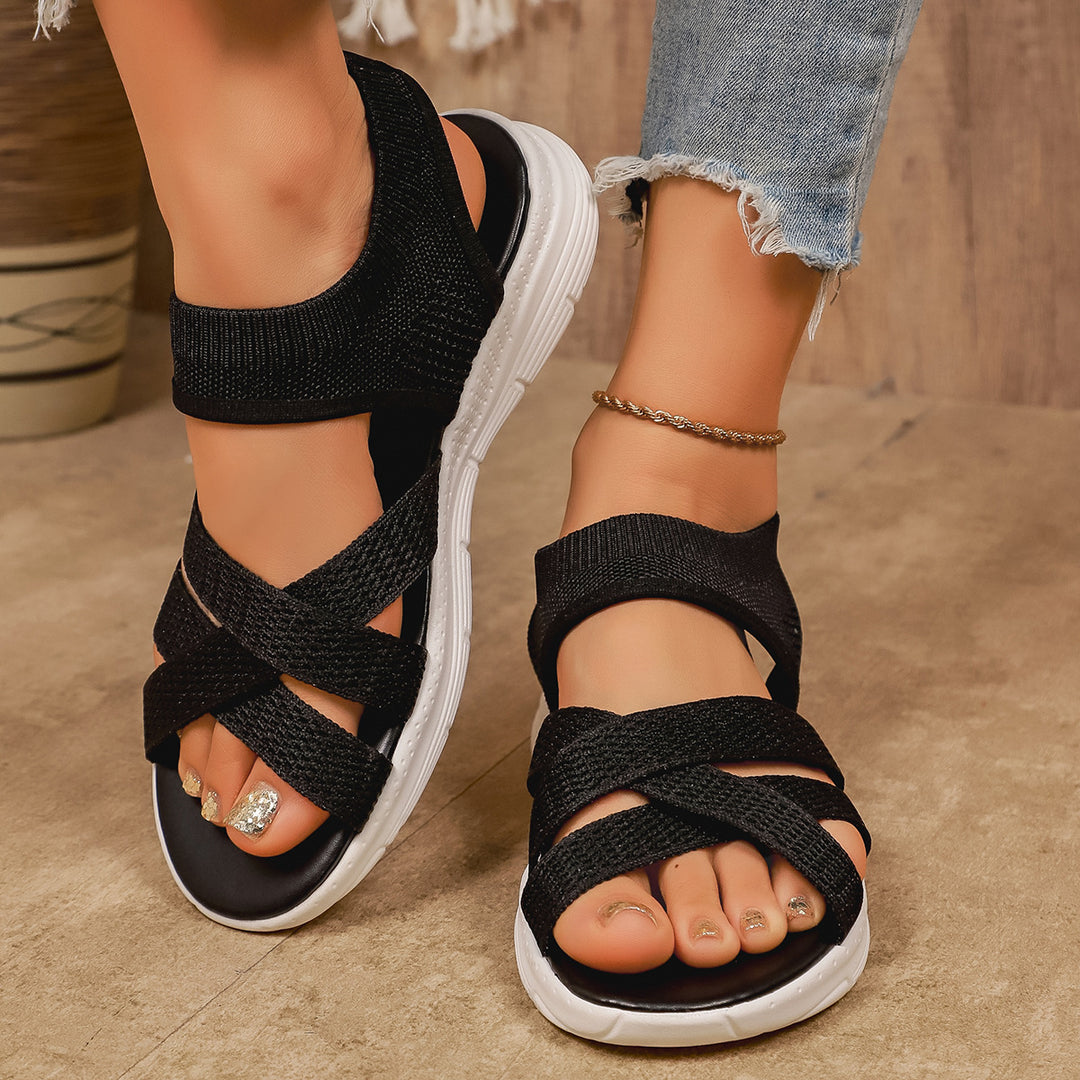 Damen Sportliche Freizeitsandalen mit atmungsaktiver Strickoberfläche EB