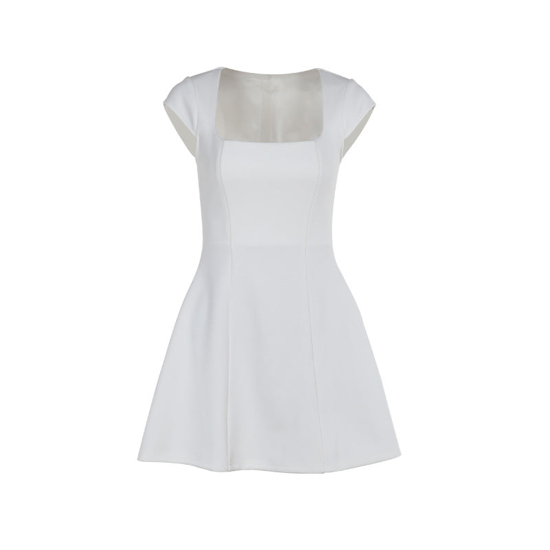 Damen Minikleid mit quadratischem Ausschnitt und ausgestelltem Rock EB