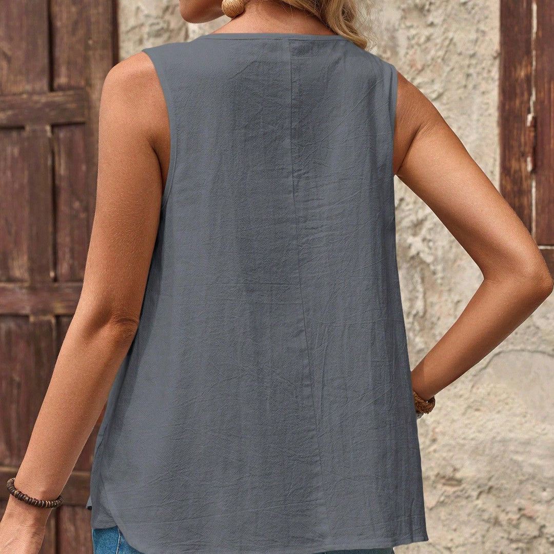 Damen ärmelloses Blusenshirt mit Knopfdetails EB