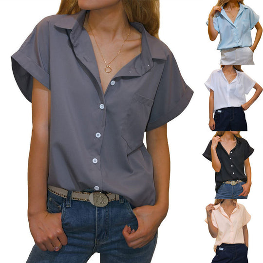 Damen elegant geschnittene Kurzarmbluse EB