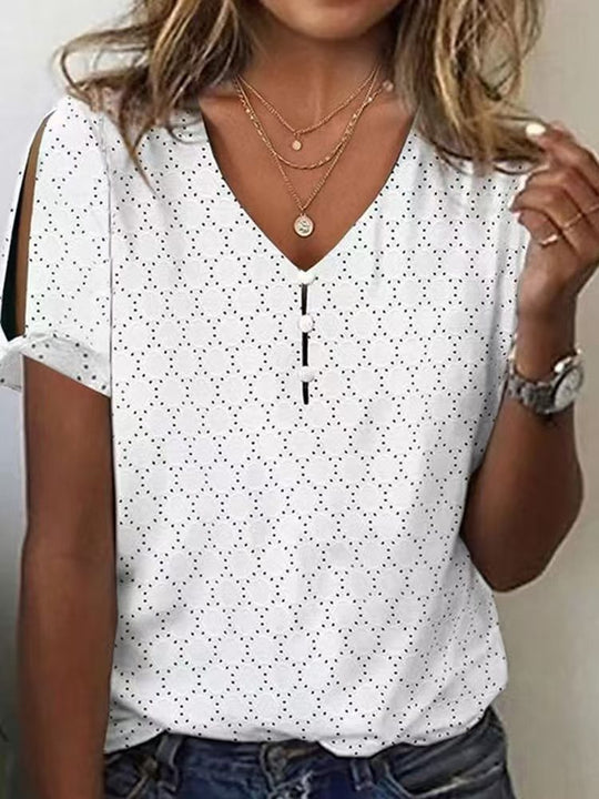 Damen Glitzernde V-Pullover Bluse EB