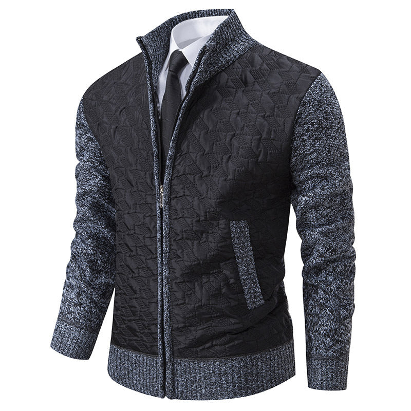 Herren stylische Steppjacke mit strukturiertem Obermaterial und hohem Kragen EB