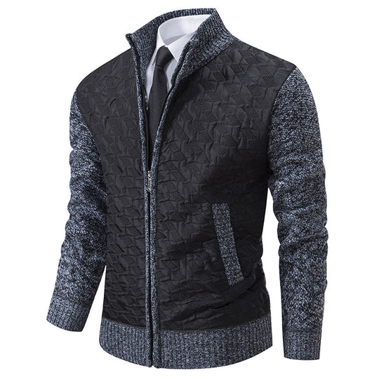 Herren stylische Steppjacke mit strukturiertem Obermaterial und hohem Kragen EB