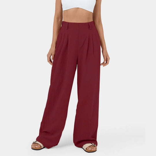 Damen Weite Chinohose mit elegantem Faltenwurf und seitlichen Taschen EB